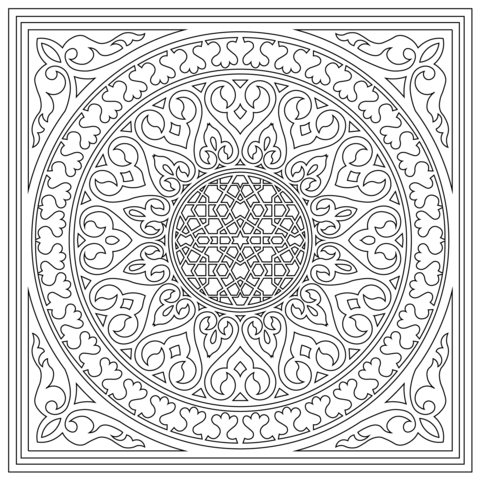 Air Window In Mosaic Edging On The Tomb Building Of Ibrahim Aga Coloring Page